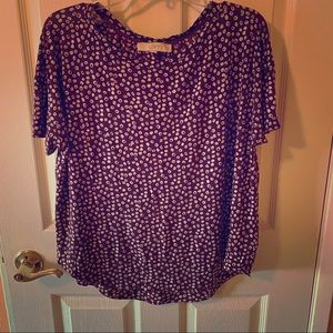 Loft Burgundy Blouse with Polka Print